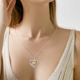 Memgift Birthday Gifts To My Daughter Infinity Heart Birthstone Necklaces for Women Dainty Jewelry for Her Daughter Gifts for Christmas Gifts November Birthday Gifts for Women