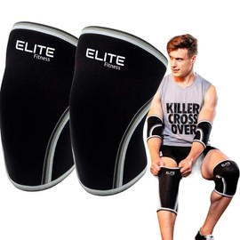 Rodilleras de compresion de 7mm(PAR), ideales para crossfit, gimnasio, y soporte de rodillas (Negras, Extra Grande)
