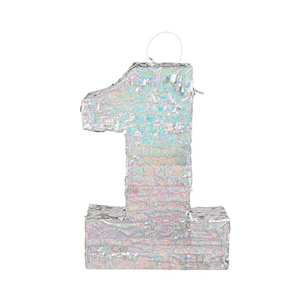 Boland - Numbers Pinata Size 40 x 28 x 8 cm Holographic Number Silver Anniversary Birthday Decoration Party Game