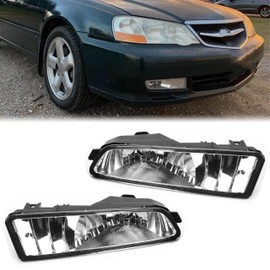 Kojem Driving Fog Lights Compatible with 2002-2003 Acura TL Front Bumper Lamps Pair w/Bulbs Replacement for AC2592104, AC2593104, 33951S0KA12, 33901-S0K-A12(Clear Lens+Chrome Housing)