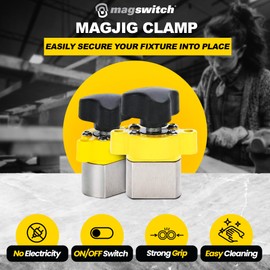 Magswitch MagJig 95 Magnetic Clamp, Set of 2 Woodworking and Welding Magnet Clamp Holder, 95 lb Holding Force, Powerful Magnets Heavy Duty On Off Magnet Switch Tools