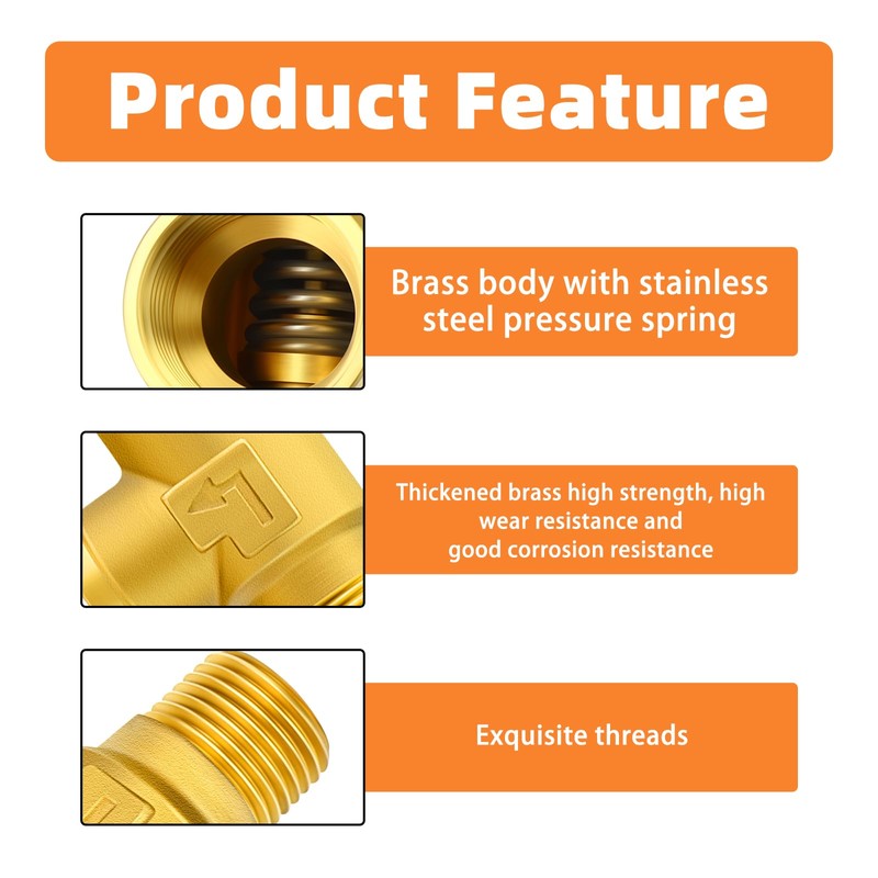 GASHER 1PCS Brass Temperature Pressure Relief Valve with 1/2" NPT