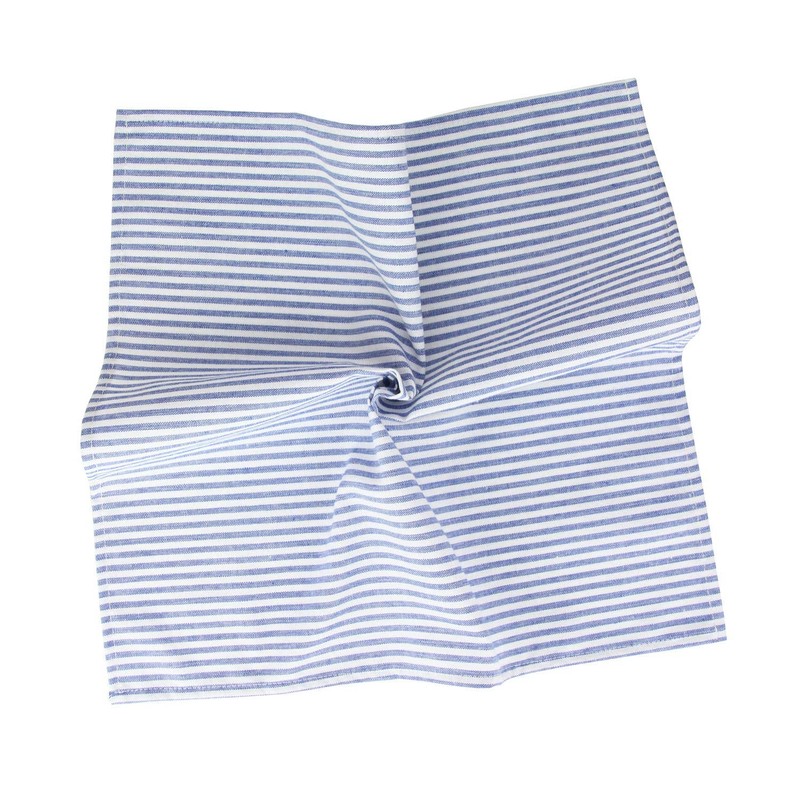 INFEI Plain Striped Cotton Linen Blended Dinner Cloth Napkins -