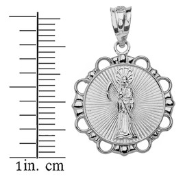 Saint Collection Sterling Silver Santa Muerte (Grim Reaper) Round Charm Pendant Necklace, 16"