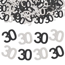 ParPix Konfetti 30 Geburtstag Deko Groß 3,3x2,6cm, 100 Stück Deko 30 Geburtstag Frauen Männer Tischdeko, 30er Konfetti Geburtstag (Schwarz, Silber), Tischdeko 30 Geburtstag Frau, 30. Geburtstag Deko