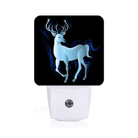 FSHVQKD Blue Deer Night Light,Plug Into Wall Decor for Stairway,Hallway,Kitchen,Dusk to Dawn Sensor Nightlights for Boys/Girls/Women/Men Room Gifts