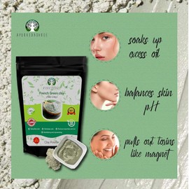 AYURVEDASHREE French Green Clay Powder 100 Gm | 100% Pure Montmorillonite Clay | Absorbs Excess Oil | Highly Recommended For Oily Skin | Deep Facial Cleanser