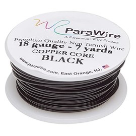 ParaWire Black Enameled Copper Craft Wire 18-Gauge 7-Yards for Jewelry-Making, Wirework, Wire-Wrapping, Crochet and More