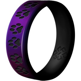Knot Theory Dog Paws Silicone Ring for Men Women - Purple Size 11 6mm Breathable Comfort Fit Engagement Wedding Band