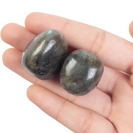 300+ Carats, 2 Pcs Labradorite Polished Stones and Crystals, Tumbled Stones 20-25mm Real Healing Stones for Beginners Used as Crystal Therapy, Meditation, Reiki, Thumb Stones Gift for Rock Collection