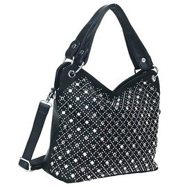 Zzfab Mirror Double Handles Bling Purse Black