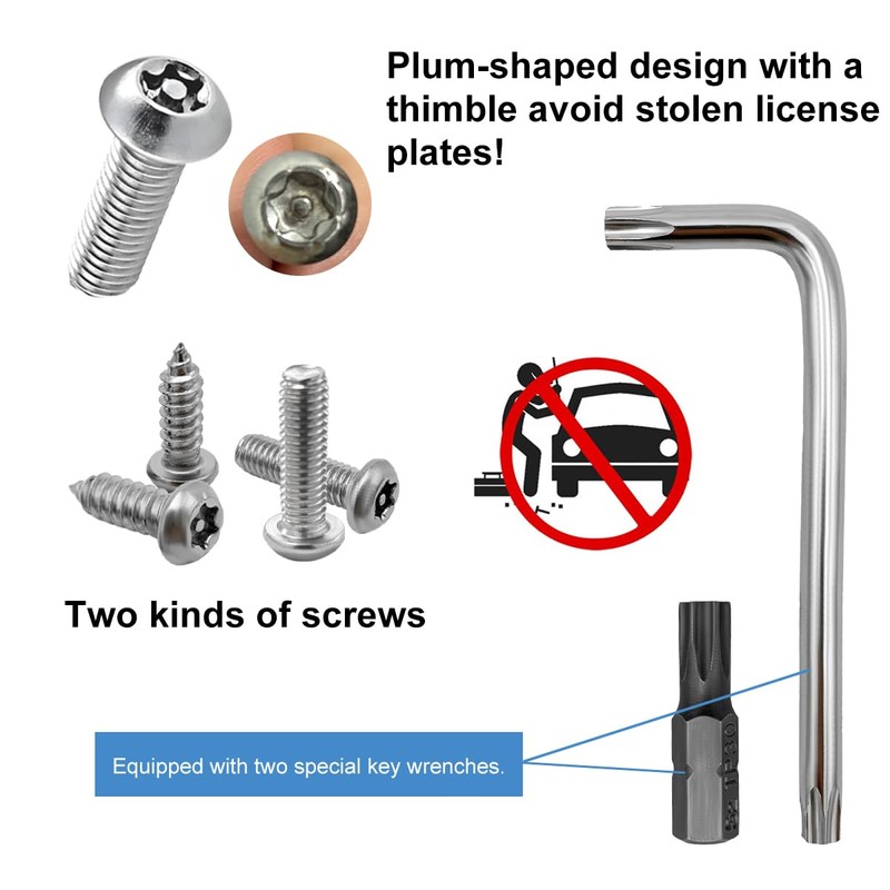 JUSTTOP Anti Theft License Plate Screws Kits, Stainless Steel Rust