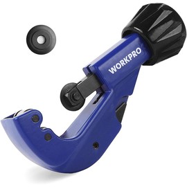WORKPRO Pipe Cutter, Cutting Capacity: 0.1 - 1.3 inches (3 - 32 mm), Zinc Alloy Body, Alloy Steel Blade, Hardness HRC58, Includes 1 Replacement Blade Built-In Beveling Blade, Compatible with Copper, Aluminum, and PVC Pipes