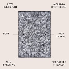 JONATHAN Y MDP205B-3 Modern Boho Vintage Trellis Bohemian Indoor Area-Rug Country Easy-Cleaning Bedroom Kitchen Living Room Non Shedding, 3 ft x 5 ft, Black,Ivory