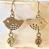 Bronze Bird Dangle Earrings Nature Spring Love Dove Fall Jewelry