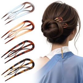 4 PCS French Twist Hair Pin Hairpin Women Plastic U-Shaped Sticks Large Styling Clip for Long Thick Hair for Different Hairstyles