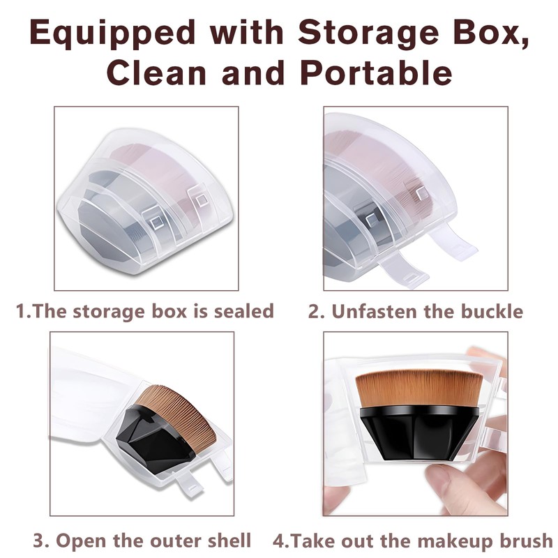 Hexagon Flat Top Kabuki Foundation Brush with Protective Case for