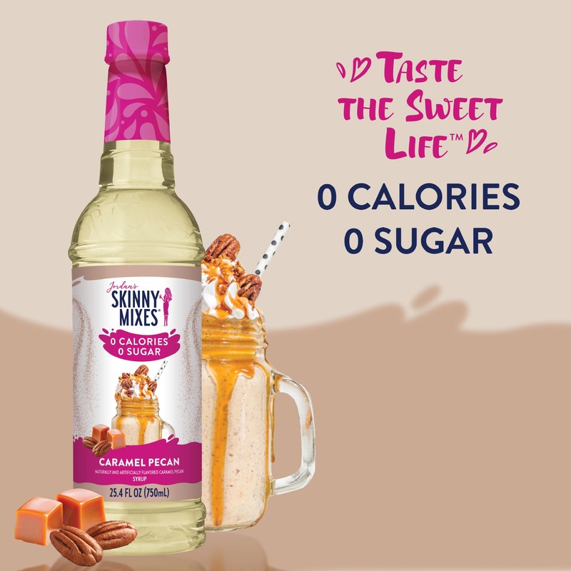 Jordan's Skinny Mixes Syrups Sugar Free Coffee Syrup, Caramel Pecan