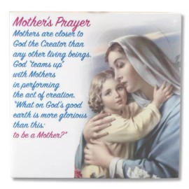 A Mother's Prayer, Painted Tile from Italy, 4" x 4", Hanging Ceramic Tile