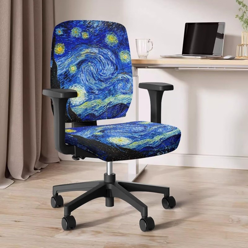 Talayituse Starry Night Print Office Computer Chair Covers, Split Stretchable