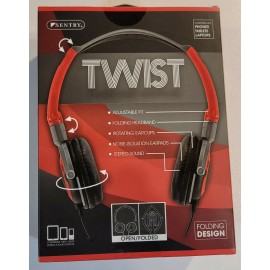 Sentry HO425 Twist Folding Stereo Headphones (Choose Your Color) - Red