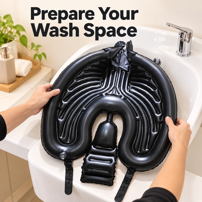 Inflatable Hair Wash Basin for Home Shampooing - Portable PVC