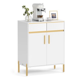 VASAGLE Buffet Cabinet with Storage, Sideboard Storage Cabinet with Drawers, Doors, Adjustable Shelf, Fluted Drawer Front, Accent Cabinet, for Living Room, Modern, Cloud White UBBC651W01
