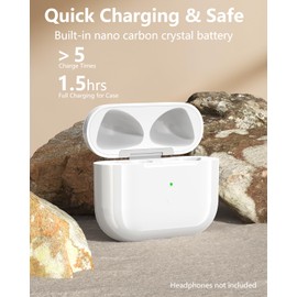 MIOLLYBO Replacement Wireless Charging Case for AirPods 3rd Generation, Compatible with AirPods 3rd Gen with Bluetooth Pairing, Sync Button & Type-C Port, White (Earbuds Not Included)