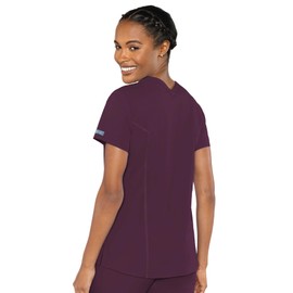Med Couture Peaches Women's Double V-Neck Scrub Top, Wine, 3X-Large