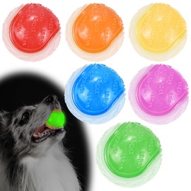 LECHONG Glow Dog Ball, 2.5” Squeaky Dog Toy Ball, Dog Rubber Ball Toys for Small and Medium Dogs, Durable Dog Fetch Toys Puppy Chew Toys Pack of 6