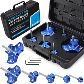 ERAYCO Triple Blade PVC Pipe Reamer Kit, Plastic Pipe Fitting Reamer Tool for Plumbing, 3 Blades PVC Fitting Saver for SCH40, ABS, CPVC Pipe, 6 PCS (3/4", 1", 1-1/2", 2", 3", 4")