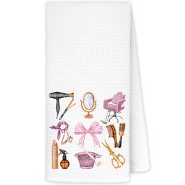JINYO Hairstylist Hand Towels, Coquette Pink Bow Doodles Decorative Bathroom Dish Towels, Hair Salon Decor, Beauty Gifts for Women, Cosmetology, 16x24 Inch