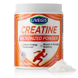 LIVEGIS Creatine, Creatine Monohydrate Keto Friendly, Unflavored - Support Muscles, Cellular Energy and Cognitive - 17.63 Oz(500g) - 100 Servings (500g)