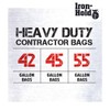 Iron-Hold Contractor Trash Bags - 42 Gallon, 20 Bags, Wing