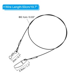 PATIKIL Fishing Wire Leaders 20", 20 Pack 200lb High Strength Carbon Steel Nylon Coated Fishing Line with Swivel Snap for Saltwater Freshwater, Black
