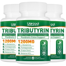 Uarcool Tributyrin Supplement 1200mg for Gut Health,Vegan,Butyrate Gut Health Supplement for Digestive, Leaky Gut, Colon, Microbiome - 60 Softgels (3 Bottles)