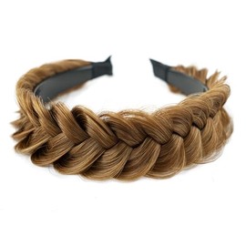 TOECWEGR Braided Headband WithTooth Wide Braid Messy Hair Hoop WomenFashion Hair Accessories (Caramel Gold)