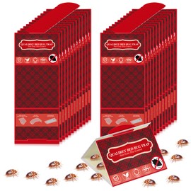 Qualirey 24 Pack Bed Bug Traps, Non Toxic Bedbug Detector for Bed Legs, Bedbug Interceptors Attracts Bedbugs, Early Detection Glue Traps, Indoor Bug Control for Home Travel (Red)