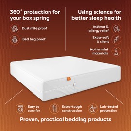 HOSPITOLOGY PRODUCTS Box Spring Encasement - Zippered Bed Bug Dust Mite Proof Hypoallergenic - Sleep Defense System - Full/Double –54" W x 75" L