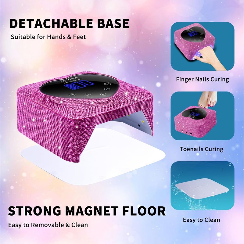 Ayshone Cordless UV LED Nail Lamp,72W Rechargeable Nail Dryer Gel