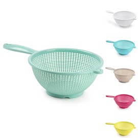 Plastic Colander Food Sieve Strainer Basket for Food Washing Draining Pasta Spaghetti Rice Salad Vegetable Kitchen Cooking Hobby (19cm - Mint Green Design 4)