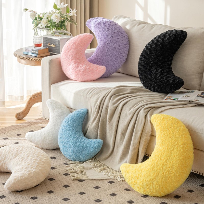 Moon Pillow, Decorative Throw Pillow with Soft Plush for Couch