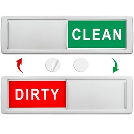 Dishwasher Magnet Clean Dirty Sign, Clean Dirty Sign Accessories for Dishwasher Non-Scratch/Super Strong Soft Magnet with Optional Adhesives/Easy to Read & Slide (Silver & Green)