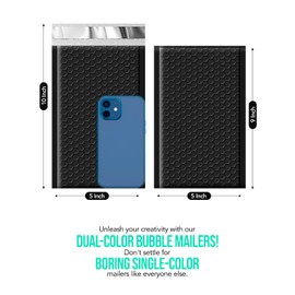 GSSUSA Black Bubble Mailers 5x10" Small Padded Envelopes 100 Pack Usable Size 5X9" Bubble Shipping Envelopes,Strong Adhesion Padded Mailer,Self-Seal Bubble Envelopes for Small Business.
