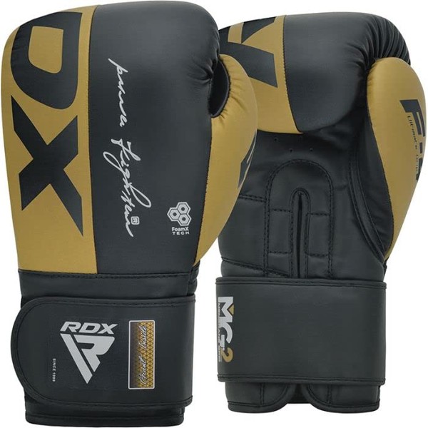 RDX Boxing Gloves F4 Series [UK No.1 Brand] Punching Gloves, Sparring, Velcro Tape, For Kickboxing, Training, Practice, Genuine Japan (Gold, 10 OZ)