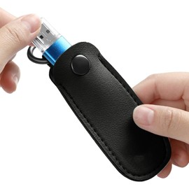 PU Leather USB Flash Drive Case - usb case - pu leather key holder - Mini USB Storage Holder with Keychain Design - Perfect for Office, Landlords, and Travel