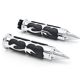 TASWK Motorcycle Aluminum Chrome Hand Grips Custom Handle (1 inch / 25mm with Throttle Grip)