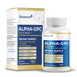NUSORAN Ultra Alpha-GPC - 13-in-1 with Lion’s Mane, Uridine, Bacopa, Rhodiola - Max Absorption - Non-GMO, Gluten-Free, Lab Tested (150 Count (Pack of 1))