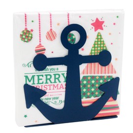 Funly mee Vintage Blue Metal Nautical Anchor Napkin Holder (Blue)