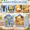 DIY Miniature House Kit with Furniture and LED Light, Wooden